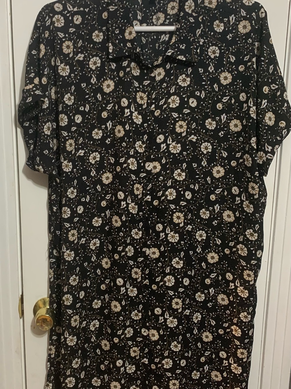 Lane Bryant Floral Button Front Tunic 22/24 Black Cottagecore Boho